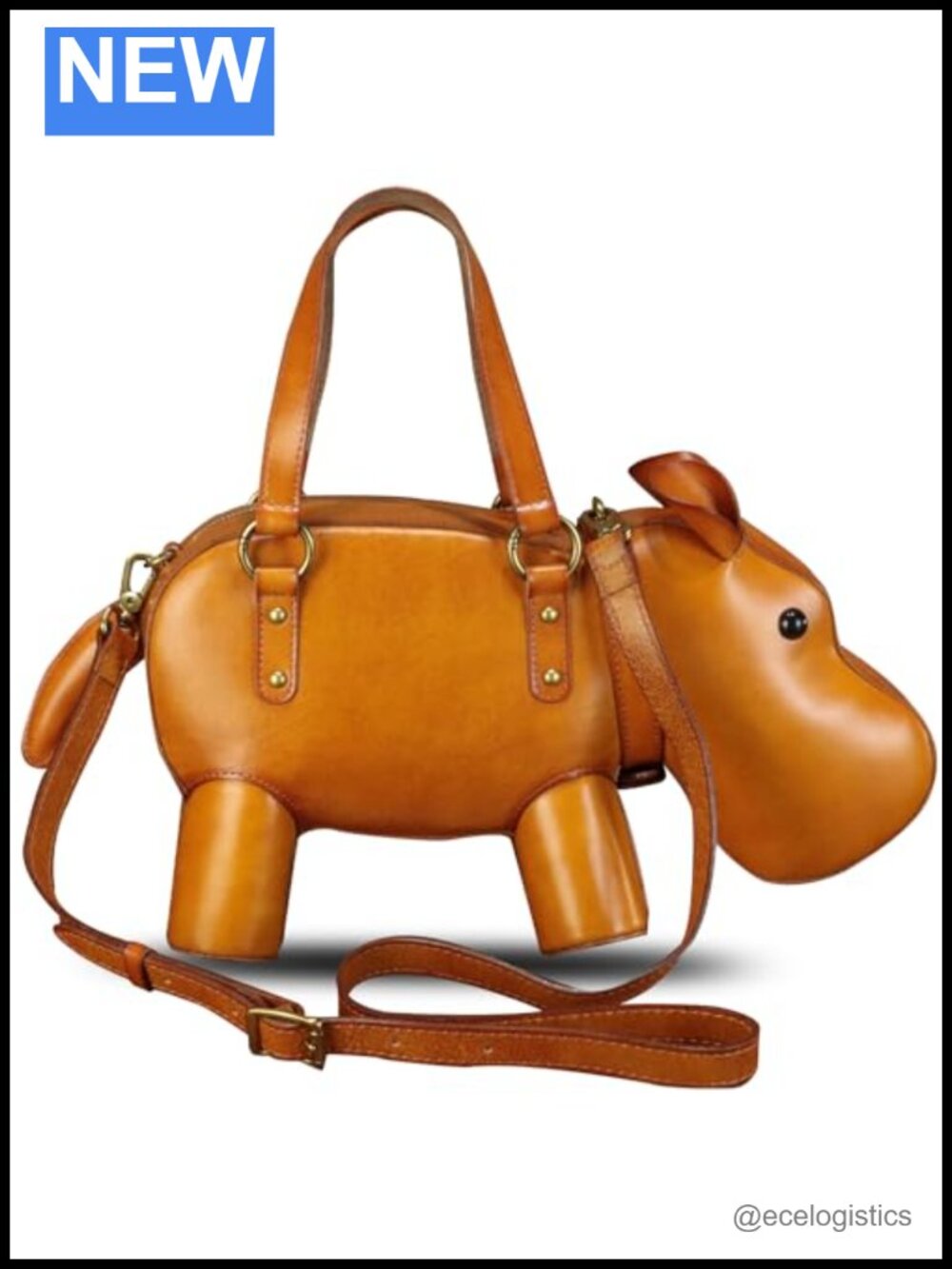 Genuine Leather Hippo Shape Women Shoulder Bag Crossbody Satchel Purse